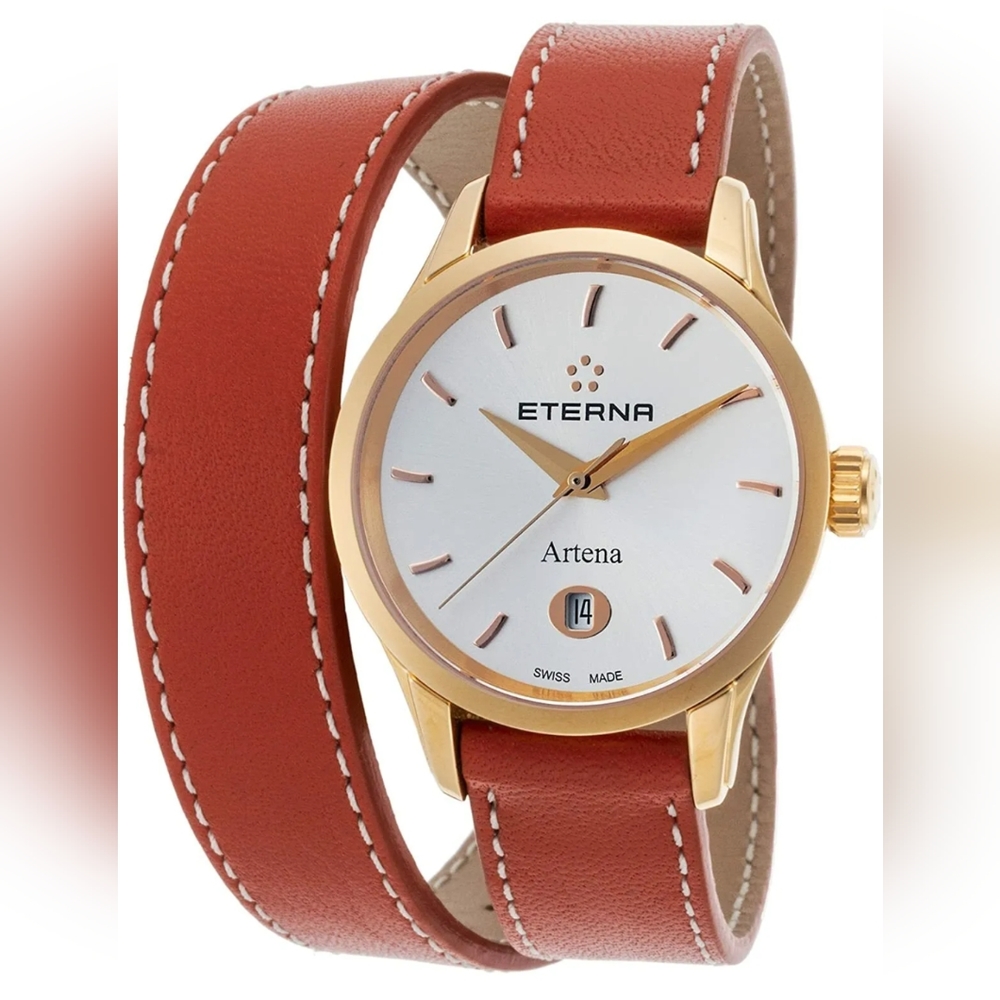 Eterna 2530-56-11-1346-Org Women's Artena Orange Genuine Leather Watch